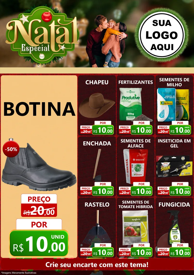 Modelo de Encarte para Encarte A4 Vertical com o tema Natal Especial para Agropecuária