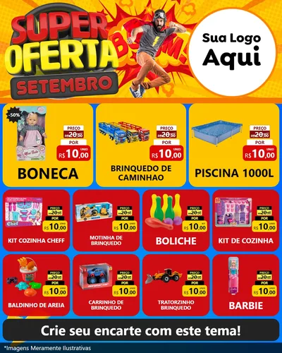 Modelo de Rede Social para Feed Instagram com o tema Super Oferta Setembro para Brinquedos