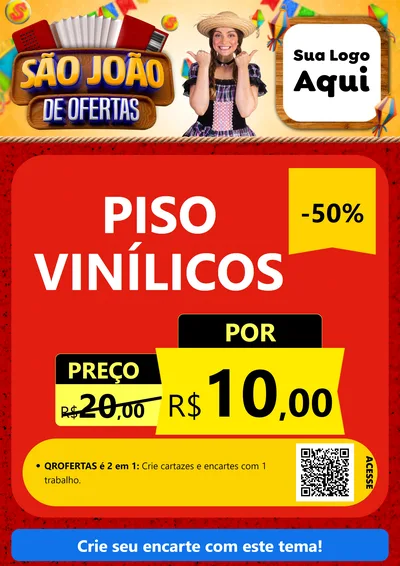 Modelo de Cartaz para Cartaz A4 Vertical com o tema São João de Ofertas para Material para Construção