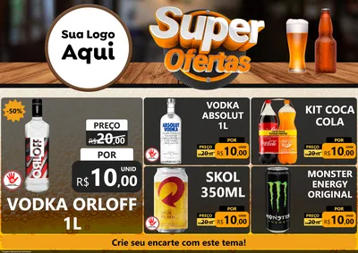 Modelo de Encarte para Encarte A4 Horizontal com o tema Super Ofertas - Adega / Bebidas para Distribuidora de bebidas