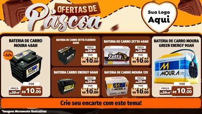 Modelo de TV para TV Horizontal com o tema Ofertas de Páscoa para Baterias Elétricas