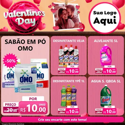 Modelo de Rede Social para Feed Facebook com o tema Valentine's Day para Produtos de Limpeza