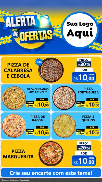 Modelo de TV para TV Vertical com o tema Alerta de Ofertas para Pizzaria