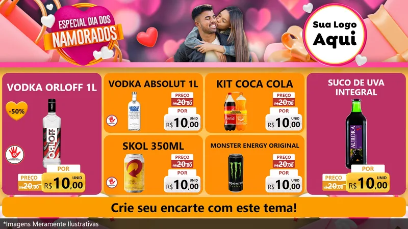 Modelo de TV para TV Horizontal com o tema Especial Dia dos Namorados para Distribuidora de bebidas