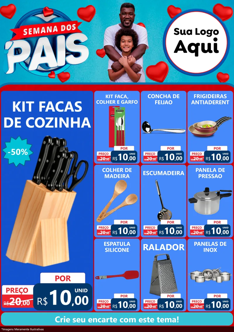 Modelo de Encarte para Encarte A4 Vertical com o tema Semana Dos Pais para Utilidades Domésticas