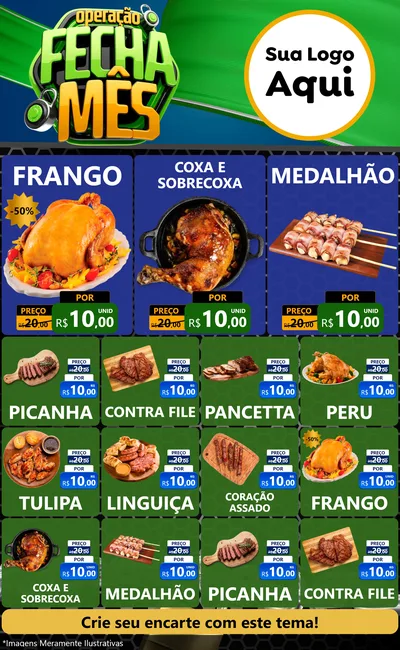 Modelo de Encarte para Encarte Grande com o tema Operação Fecha Mês para Assados