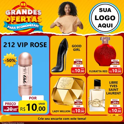 Modelo de Rede Social para Feed Facebook com o tema Grandes Ofertas Para Economizar! para Perfumes