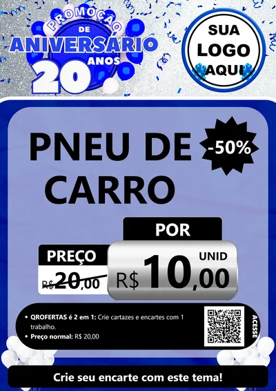 Modelo de Cartaz para Cartaz A4 Vertical com o tema Promoção de Aniversário - 20 Anos para Auto peças