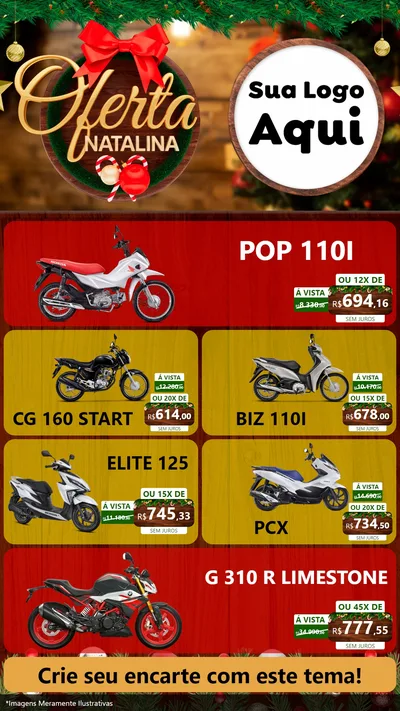 Modelo de TV para TV Vertical com o tema Ofertas Natalina para Concessionaria de Motos
