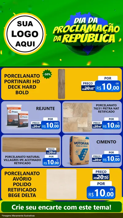 Modelo de TV para TV Vertical com o tema Dia Da Proclamação Da República para Pisos e revestimentos