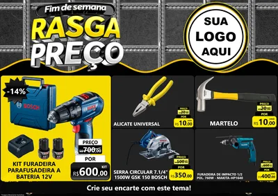 Modelo de Encarte para Encarte A4 Horizontal com o tema Fim de Semana Rasga Preço para Maquinas e Ferramentas