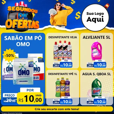Modelo de Rede Social para Feed Facebook com o tema Segundou de Ofertas para Produtos de Limpeza