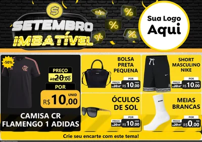 Modelo de Encarte para Encarte A4 Horizontal com o tema Setembro Imbatível para Roupas e acessórios