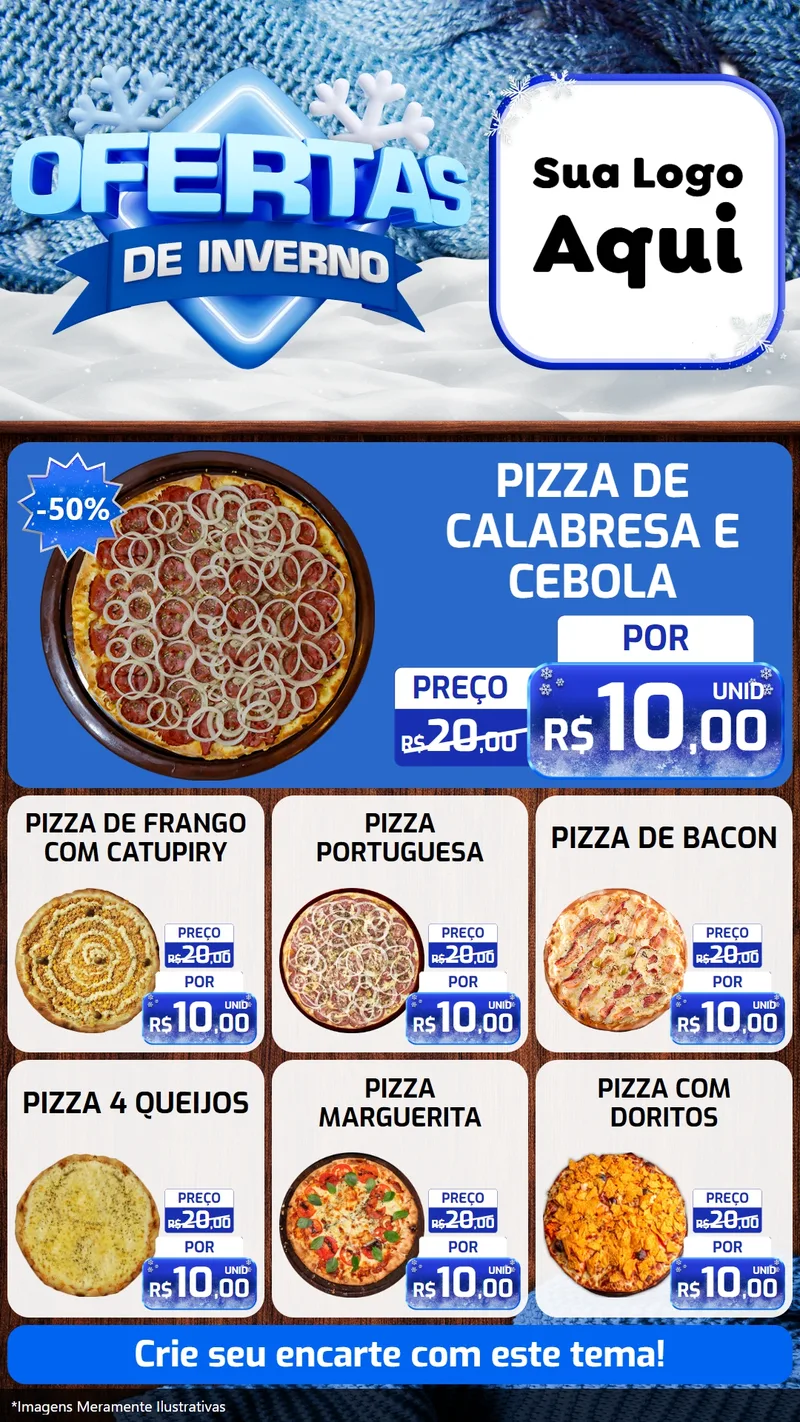 Modelo de Rede Social para Stories com o tema Ofertas de Inverno para Pizzaria