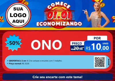 Modelo de Cartaz para Cartaz A4 Horizontal com o tema Comece 1º de Janeiro Economizando para Óticas