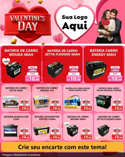 Modelo de Rede Social para Feed Instagram com o tema Valentine's Day para Baterias Elétricas