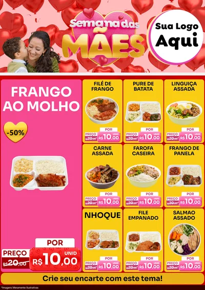 Modelo de Encarte para Encarte A4 Vertical com o tema Semana Das Mães para Restaurante