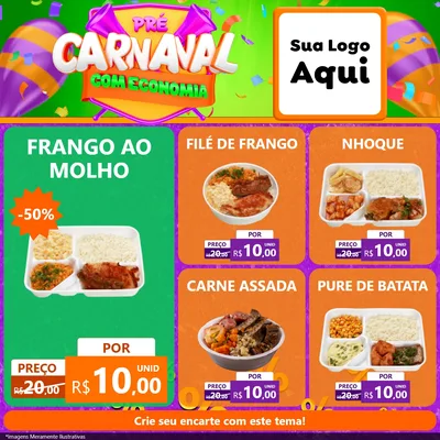 Modelo de Rede Social para Feed Facebook com o tema Pré-Carnaval Com Economia para Restaurante