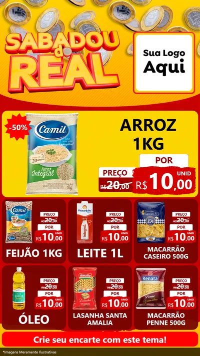 Modelo de Rede Social para Stories com o tema Sabadou do Real para Supermercado