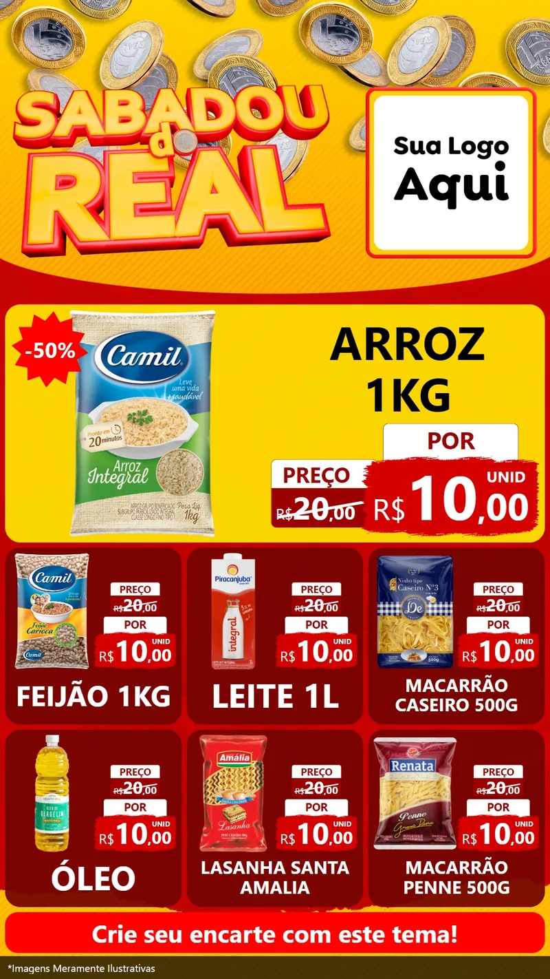 Modelo de Rede Social para Stories com o tema Sabadou do Real para Supermercado