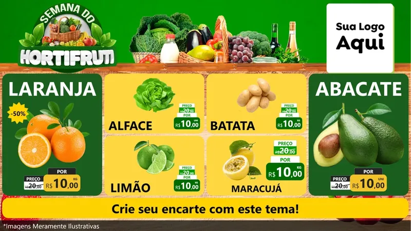 Modelo de TV para TV Horizontal com o tema Semana do Hortifruti para Hortifrúti