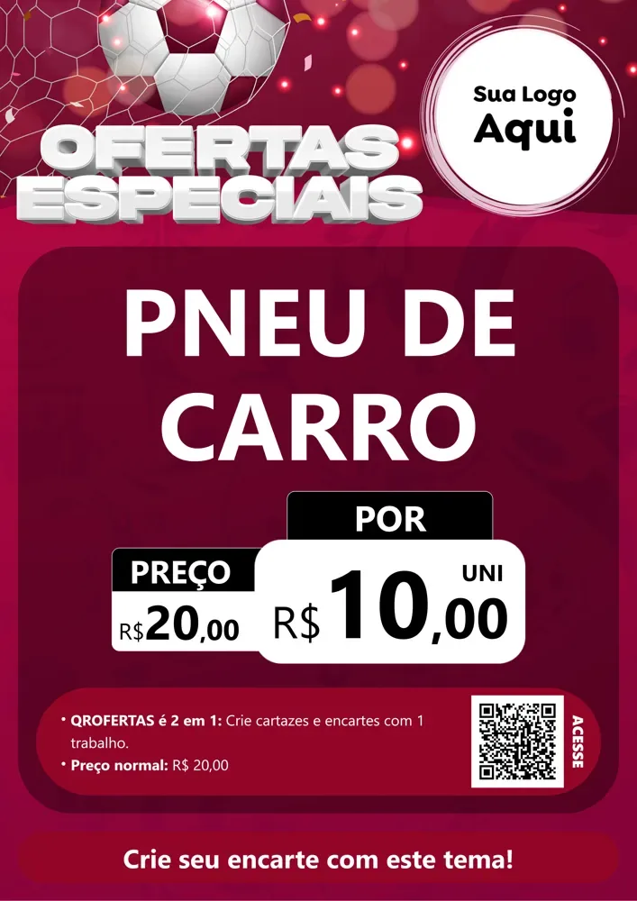 Modelo de Cartaz para Cartaz A4 Vertical com o tema Ofertas Especiais - Futebol para Auto peças