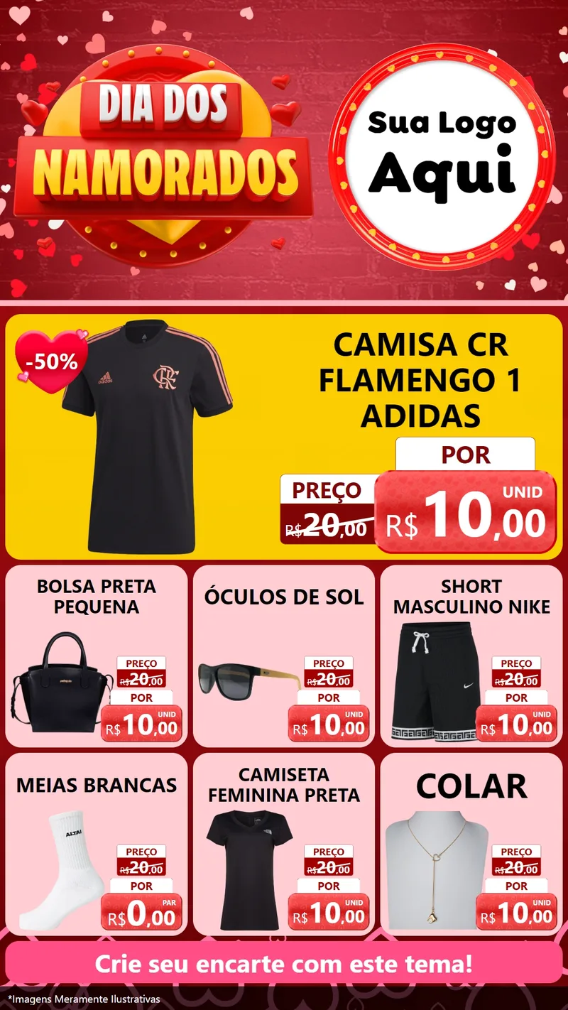 Modelo de Rede Social para Stories com o tema Dia Dos Namorados para Roupas e acessórios