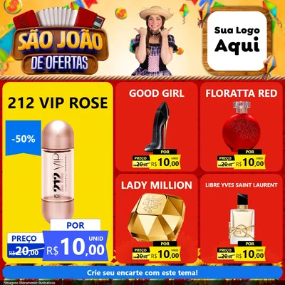 Modelo de Rede Social para Feed Facebook com o tema São João de Ofertas para Perfumes
