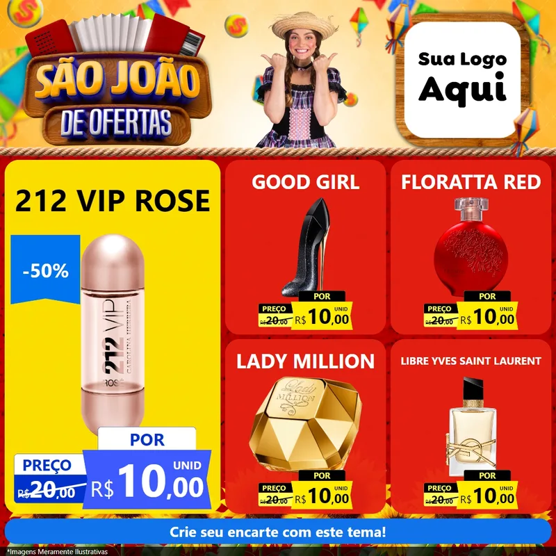 Modelo de Rede Social para Feed Facebook com o tema São João de Ofertas para Perfumes