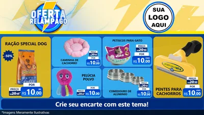 Modelo de TV para TV Horizontal com o tema Oferta Relâmpago para Pet Shop