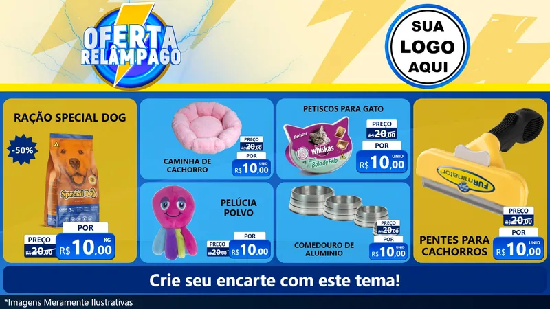 Modelo de TV para TV Horizontal com o tema Oferta Relâmpago para Pet Shop