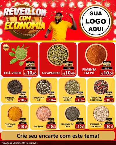 Modelo de Rede Social para Feed Instagram com o tema Réveillon com Economia para Produtos Naturais