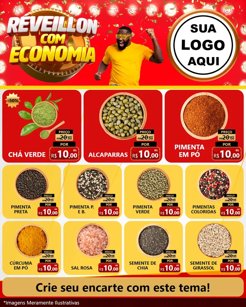 Modelo de Rede Social para Feed Instagram com o tema Réveillon com Economia para Produtos Naturais