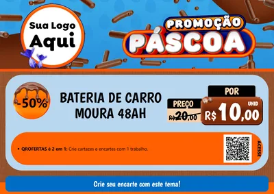 Modelo de Cartaz para Cartaz A4 Horizontal com o tema Promoção Páscoa para Baterias Elétricas