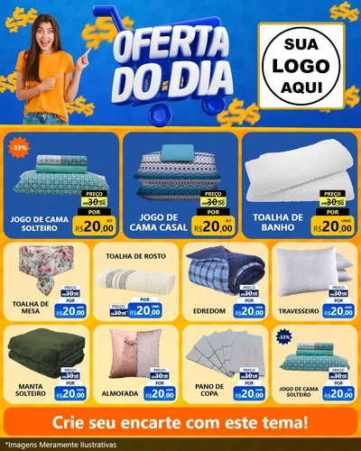 Modelo de Rede Social para Feed Instagram com o tema Oferta do Dia para Cama, Mesa e Banho