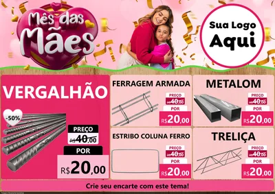 Modelo de Encarte para Encarte A4 Horizontal com o tema Mês das Mães para Ferragens
