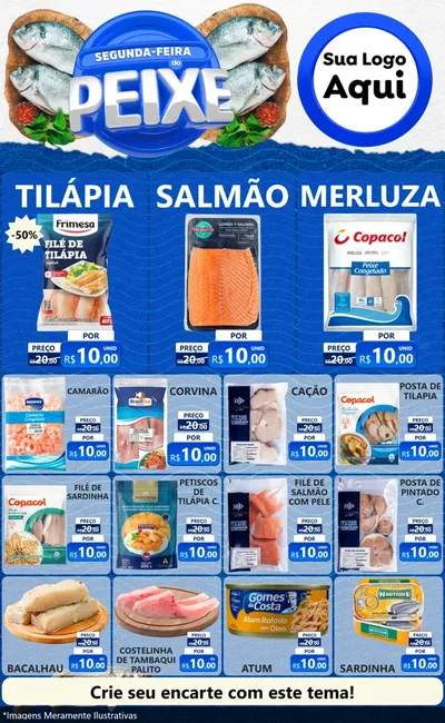Modelo de Encarte para Encarte Grande com o tema Segunda-feira do Peixe para Peixaria
