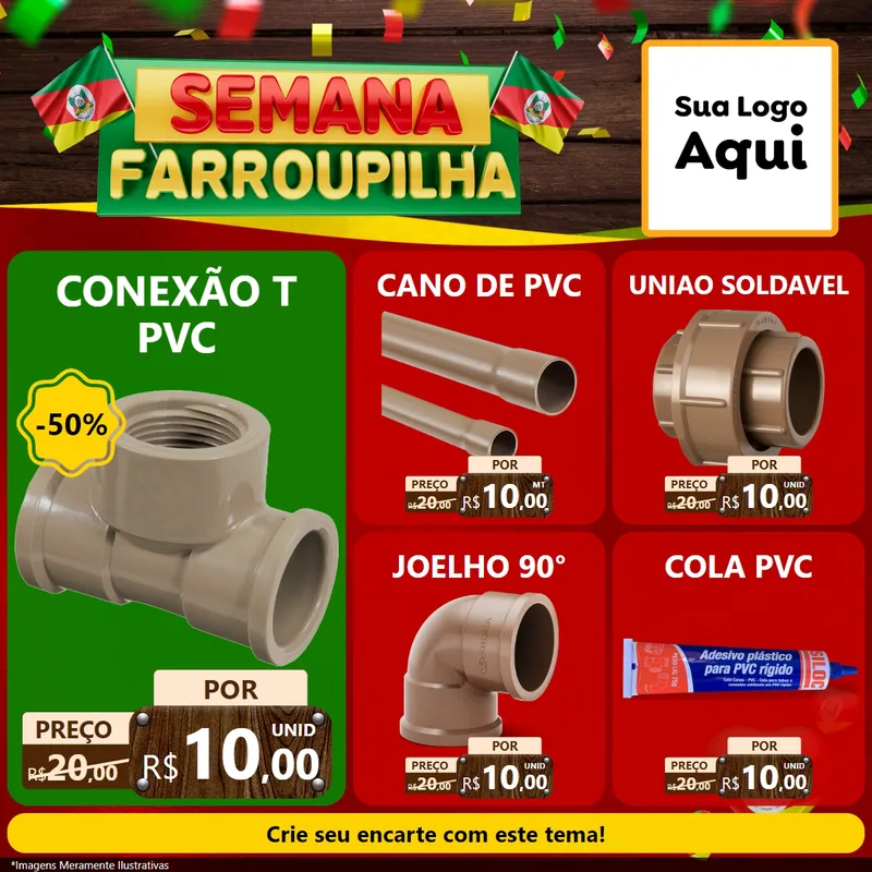 Modelo de Rede Social para Feed Facebook com o tema Semana Farroupilha para Tubos e conexões