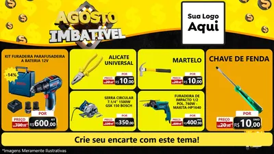 Modelo de TV para TV Horizontal com o tema Agosto Imbatível para Maquinas e Ferramentas