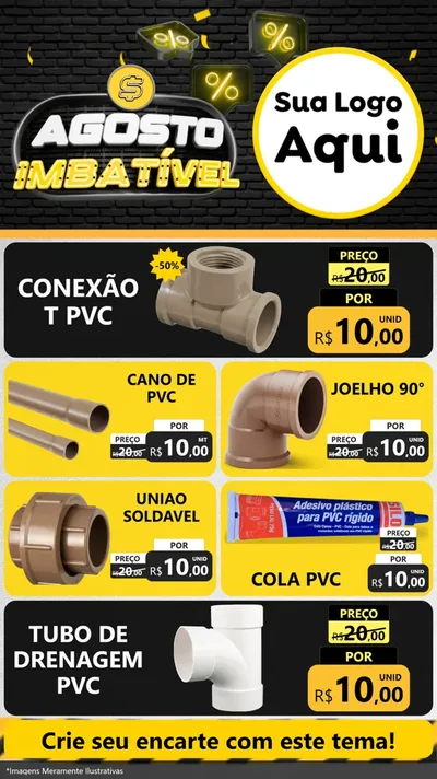 Modelo de TV para TV Vertical com o tema Agosto Imbatível para Tubos e conexões
