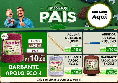 Modelo de Encarte para Encarte A4 Horizontal com o tema Mês dos Pais para Armarinho e Aviamentos