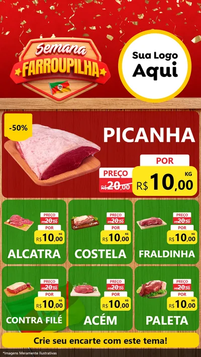 Modelo de Rede Social para Stories com o tema Semana Farroupilha para Açougue