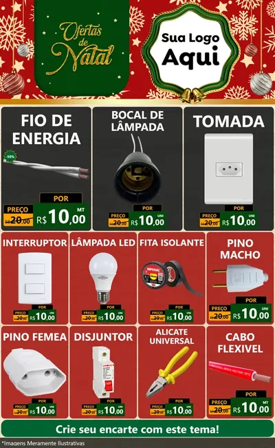 Modelo de Encarte para Encarte Grande com o tema Natal de Ofertas para Materiais Elétricos