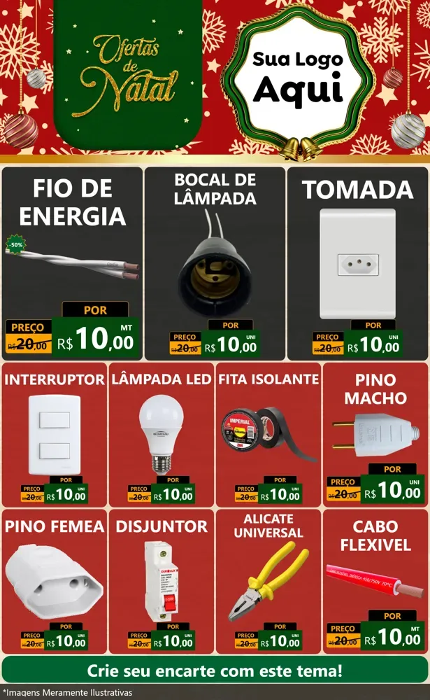 Modelo de Encarte para Encarte Grande com o tema Natal de Ofertas para Materiais Elétricos