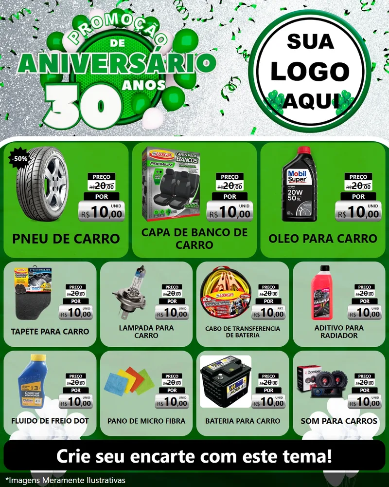 Modelo de Rede Social para Feed Instagram com o tema Promoção de Aniversário - 30 Anos para Auto peças