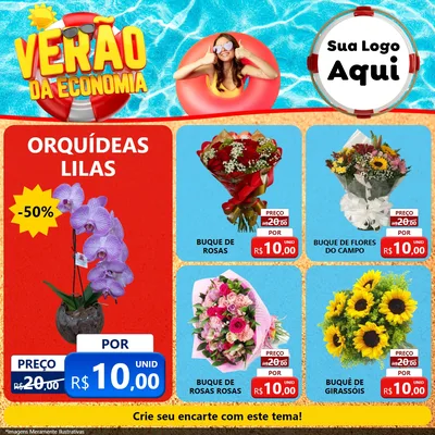 Modelo de Rede Social para Feed Facebook com o tema Verão da Economia para Floricultura e jardim