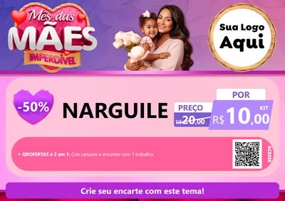 Modelo de Cartaz para Cartaz A4 Horizontal com o tema Mês das Mães Imperdível para Tabacaria