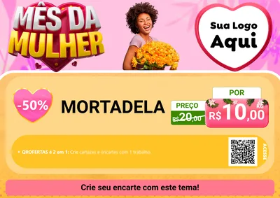 Modelo de Cartaz para Cartaz A4 Horizontal com o tema Mês da Mulher para Frios e Laticínios