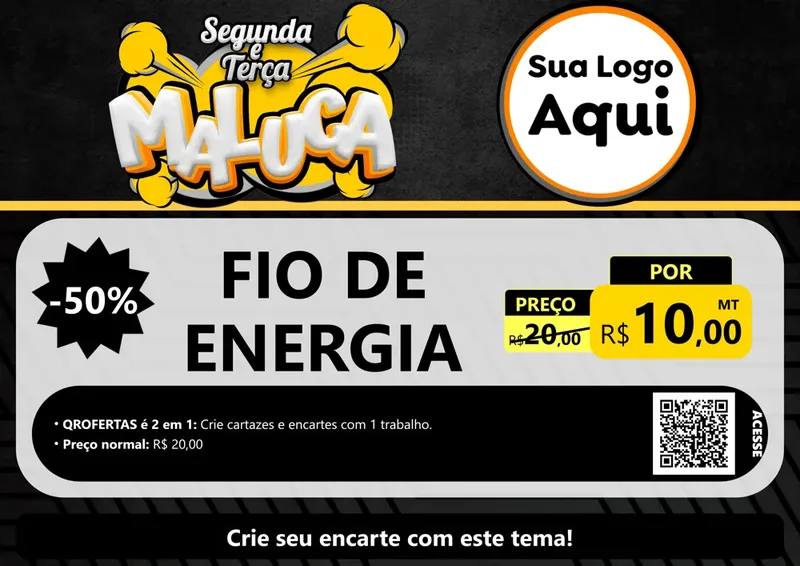 Modelo de Cartaz para Cartaz A4 Horizontal com o tema Segunda e Terça Maluca para Materiais Elétricos