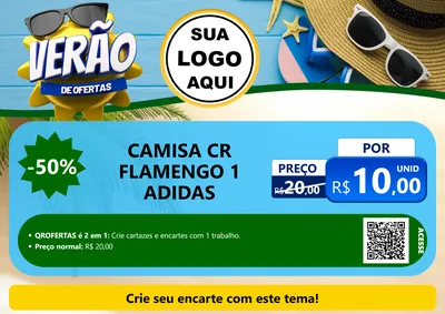 Modelo de Cartaz para Cartaz A4 Horizontal com o tema Verão de Ofertas para Roupas e acessórios